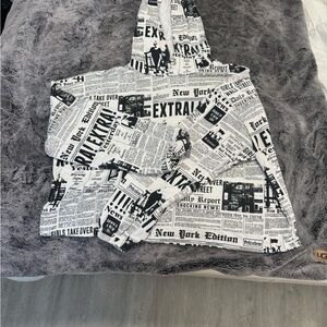 Forever 21+ Black and White Newspaper Print Hoodie